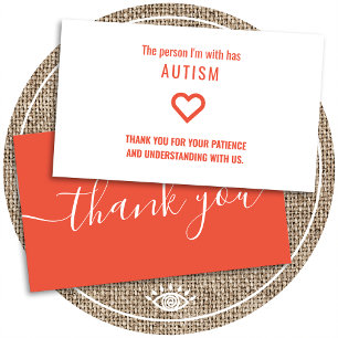 thank you autism patience hand out cards