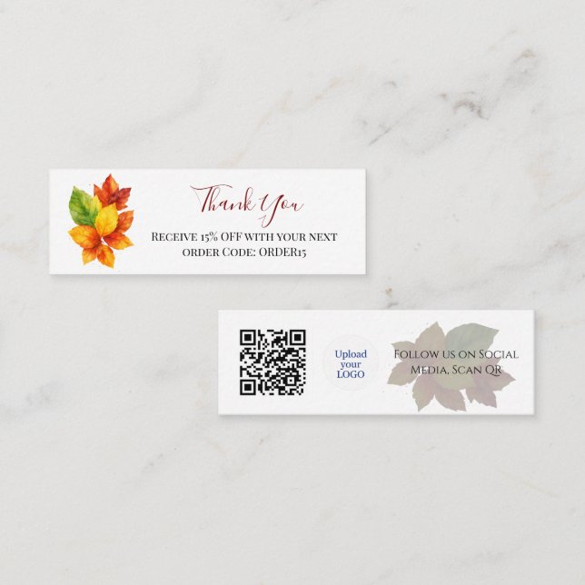 Thank You Autumn Artistic Discount Code QR Insert  (Front/Back)