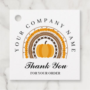 Thank You Autumn Fall Rainbow Pumpkin Business Favor Tags