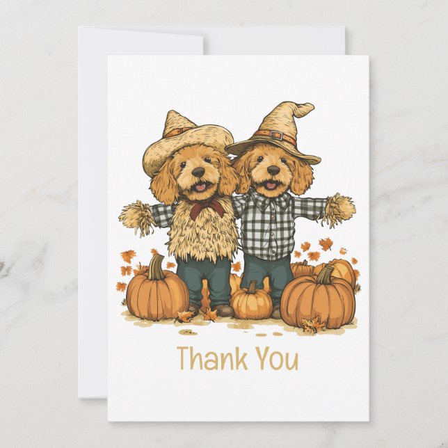 Thank You Autumn Harvest Goldendoodle Dogs (Front)