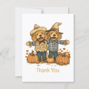 Thank You Autumn Harvest Goldendoodle Dogs Postcard