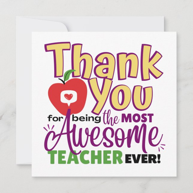 Thank You Awesome Teacher Card (Front)