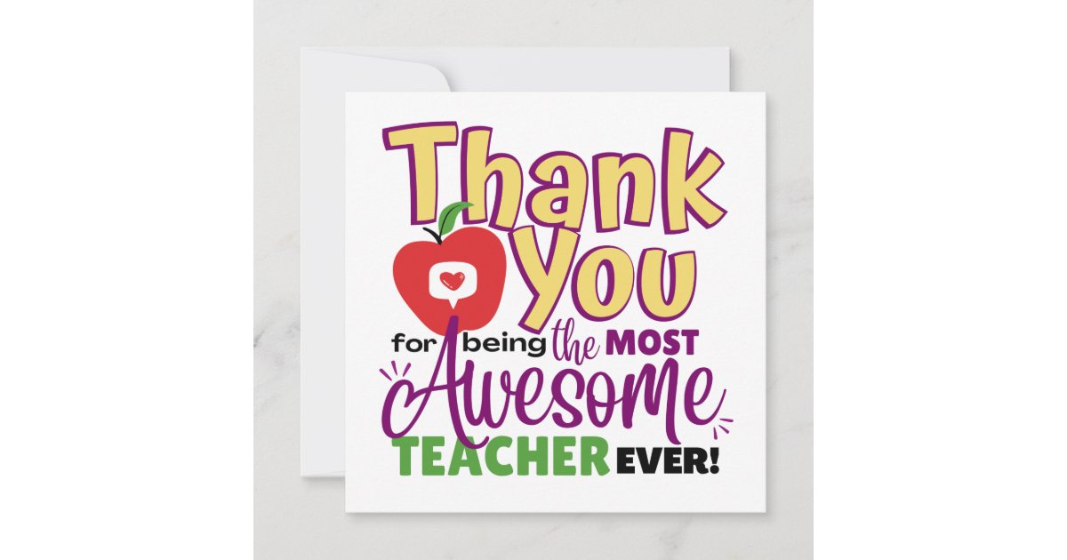 Thank You Awesome Teacher Card | Zazzle