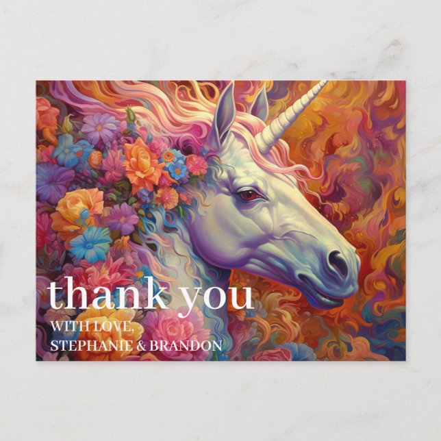 Thank You  Awesome Unicorn Postcard (Front)