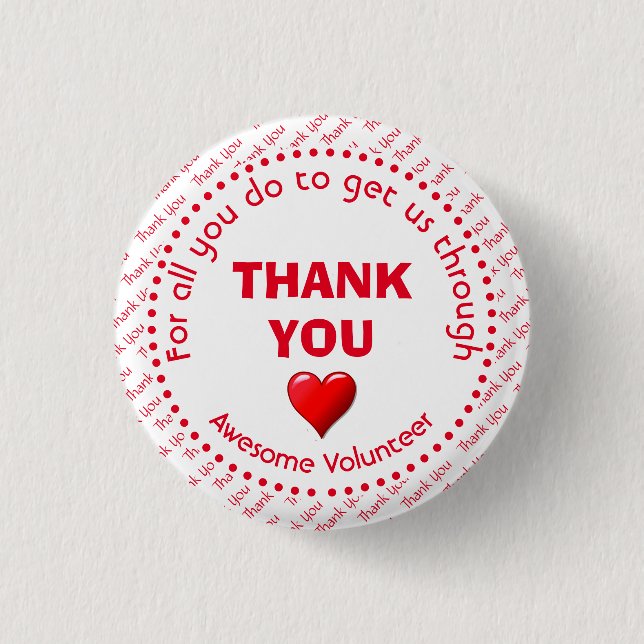 THANK YOU Awesome Volunteer Customizable Button (Front)