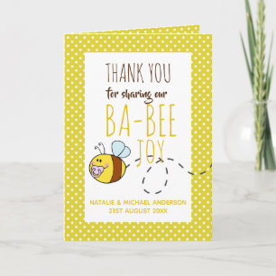 Thank You BA-BEE Baby Shower Greeting Yellow Cute Card