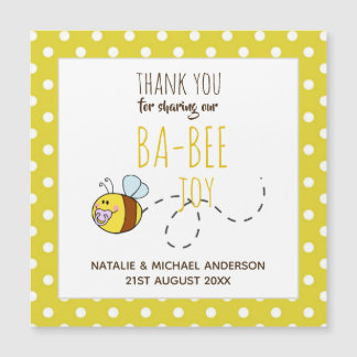 Thank You BA-BEE Baby Shower Yellow Polkadot