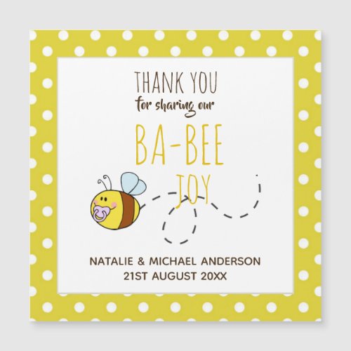 Thank You BA_BEE Baby Shower Yellow Polkadot