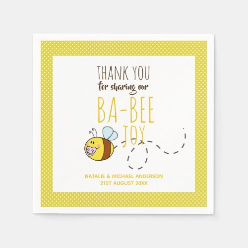 Thank You BA_BEE Baby Shower Yellow Polkadot Napkins