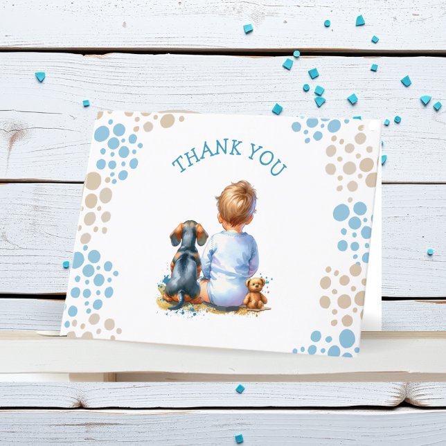 Thank You Baby and Dachshund Puppy Baby Shower Card (Creator Uploaded)