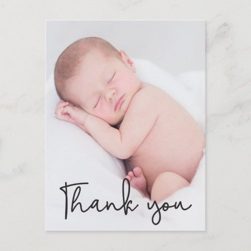 Thank You  Baby Birth Announcement  Script text Postcard