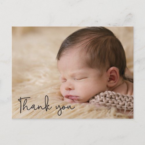 Thank You Baby Birth Announcement Script text Postcard
