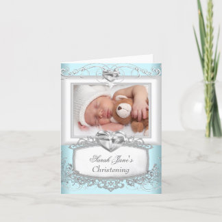 Thank You Baby Boy Girl Blue Christening Baptism Card