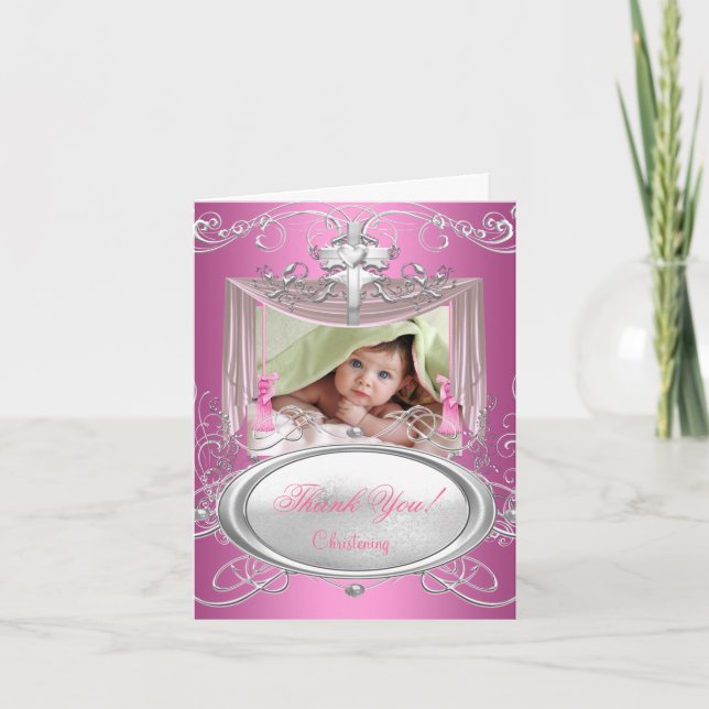 Thank You Baby Christening Baptism Girl Pink (Front)