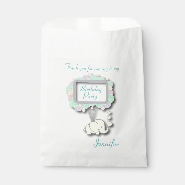 Thank You Baby Elephant Favor Bag (Front)