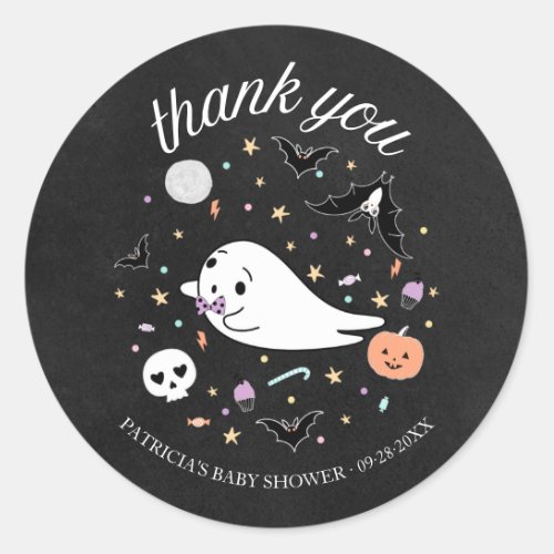 Thank You Baby Ghost Halloween Boy Baby Shower Classic Round Sticker