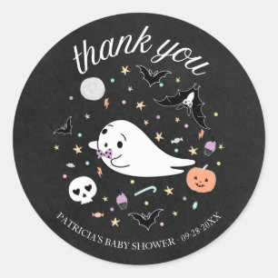 Thank You Baby Ghost Halloween Boy Baby Shower Classic Round Sticker