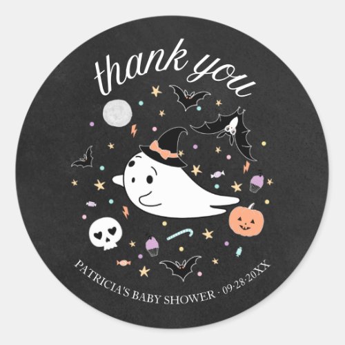 Thank You Baby Ghost Halloween Girl Baby Shower Classic Round Sticker