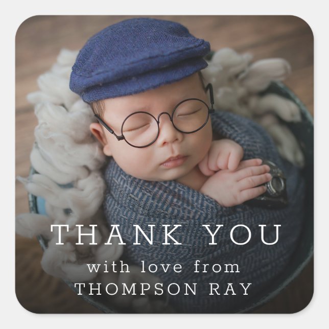 Thank You Baby Gift Modern Newborn Baby  Square Sticker (Front)