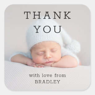 Thank You Baby Newborn Baby Shower Script Square Sticker