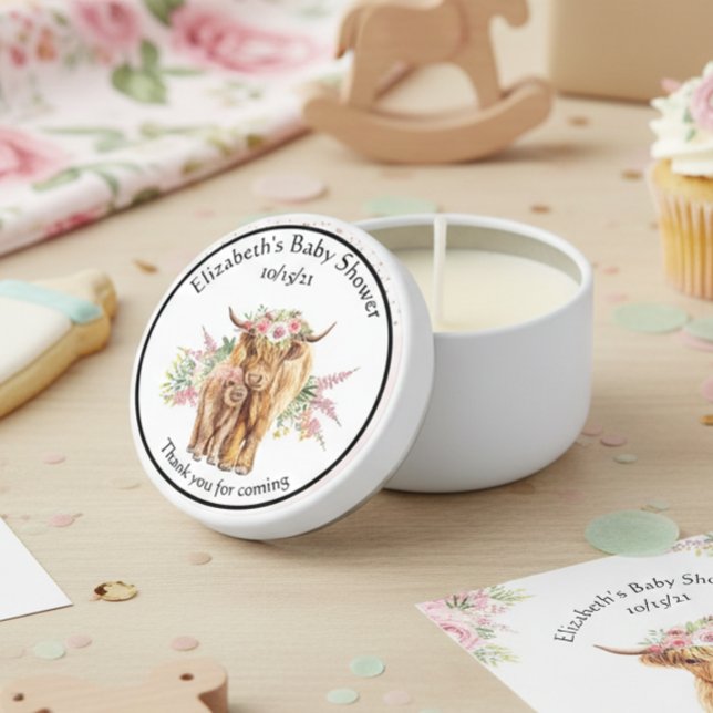 Thank you Baby shower Baby Highland Cow Calf  Mini Candle Favors (Creator Uploaded)