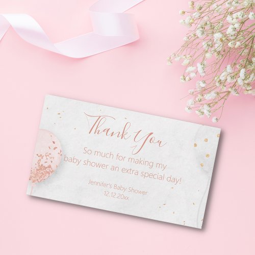 thank you baby shower balloons photo stylish pink note card