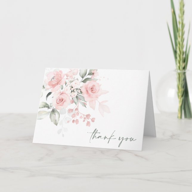 THANK YOU Baby Shower Blush Pink Watercolor GIRL (Front)