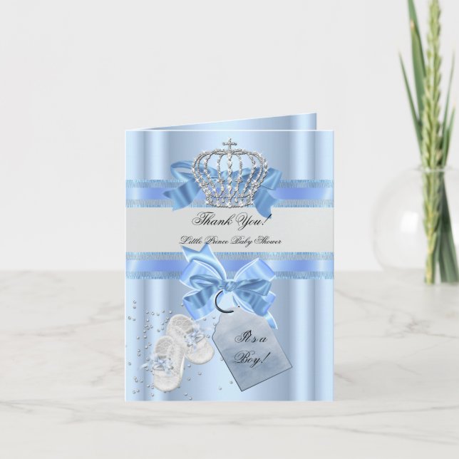 Thank You Baby Shower Boy Blue Little Prince 3a Card (Front)