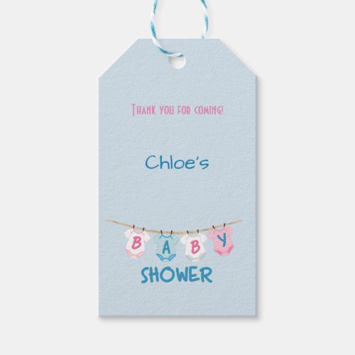 Thank You Baby Shower Clothesline Layette Gift Tags