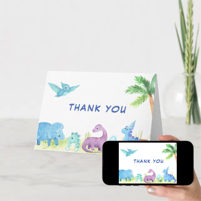 Thank You Baby Shower Cute Dinosaur Card | Zazzle