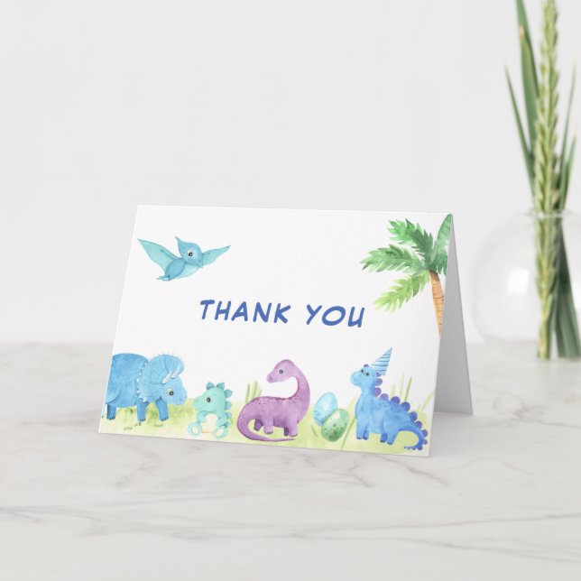Thank You Baby Shower Cute Dinosaur Card (Front)