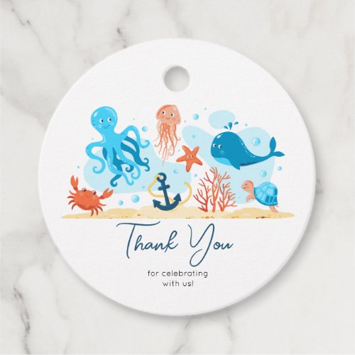 Thank You Baby Shower Cute underwater world Favor Tags
