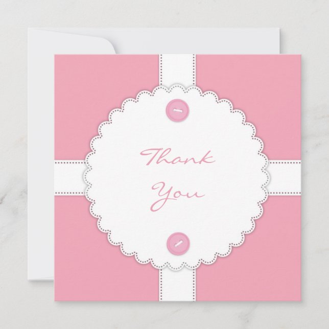 Thank You Baby Shower Dantel Flat Card (Front)