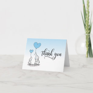 THANK YOU Baby Shower Elephant BOY Blue   BLANK