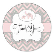 Thank You Baby Shower Elephant Sticker in Pink