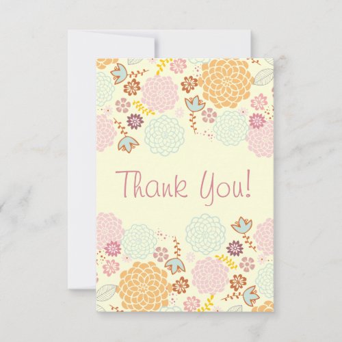 Thank You Baby Shower Fancy Modern Floral 3.5x5 Paper Invitation Card