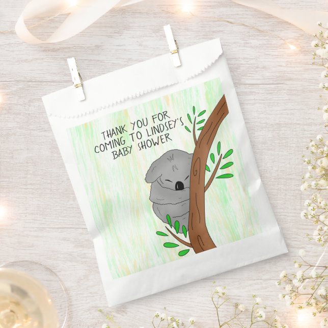 Thank You Baby Shower Favor Sleepy Koala Bear  Bag (Clipped)