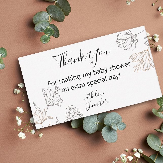 thank you baby shower floral minimalist modern  note card (Creator Uploaded)