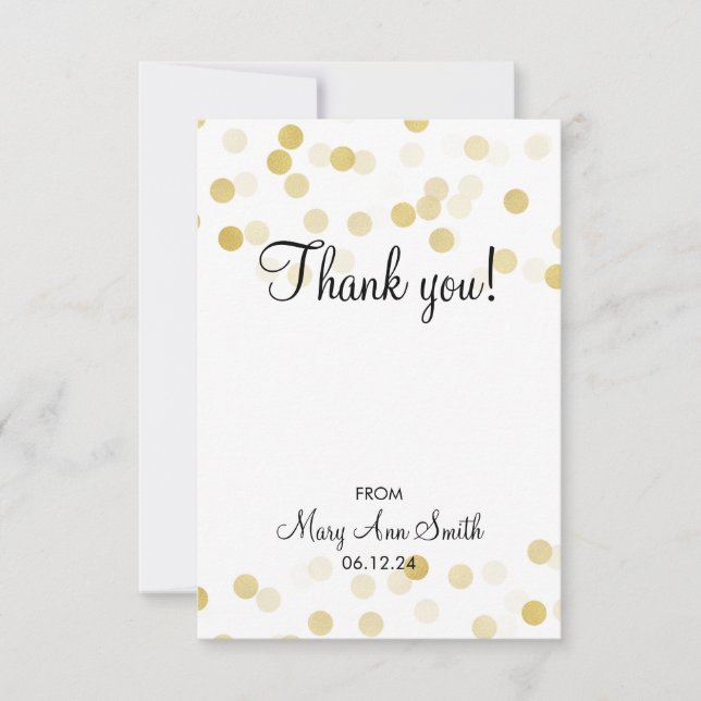 Thank You Baby Shower Gold Foil Glitter Lights Card (Front)