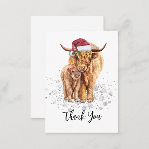 Thank you Baby Shower Highland Cow Christmas Note Card