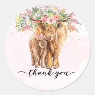 Cow Print Thank You Stickers  2 Round Shipping Stickers – Small