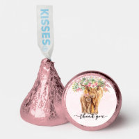 Thank you Baby Shower Highland Cow Pink  Hershey®'s Kisses®