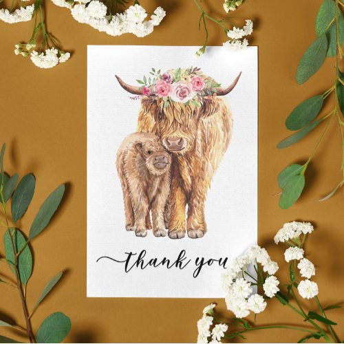 Thank you Baby Shower Highland Cow   Postcard