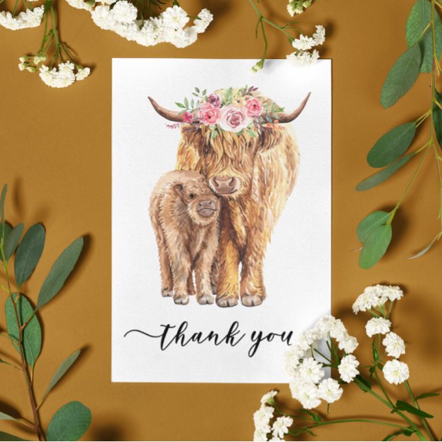 Thank you Baby Shower Highland Cow   Postcard (Creator Uploaded)