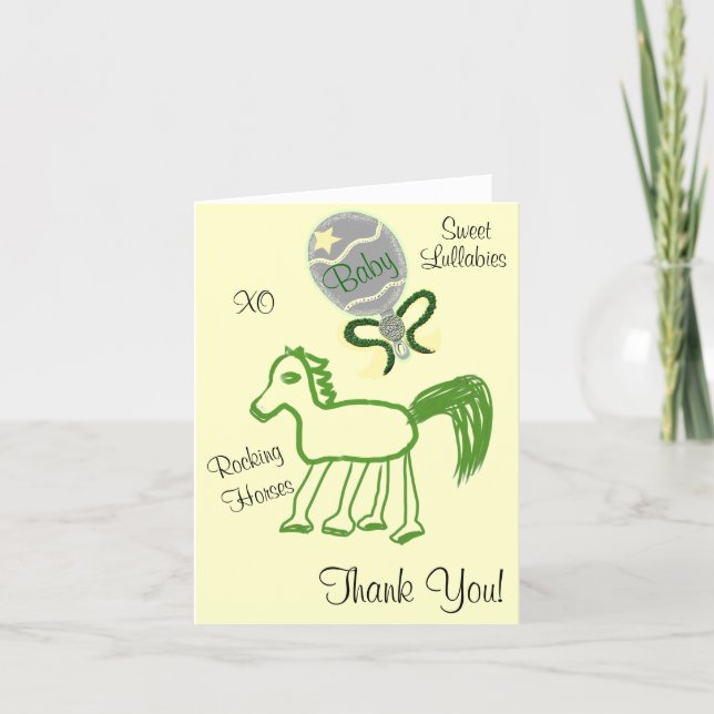 Thank You Baby Shower Horse and Yellow Star Rattle (Front)