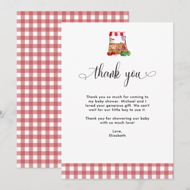 Thank you Baby Shower Locally Grown Farm Market (Front/Back)