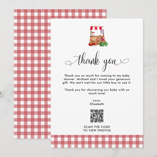 Thank you Baby Shower Locally Grown Farm QR Code (Front/Back)