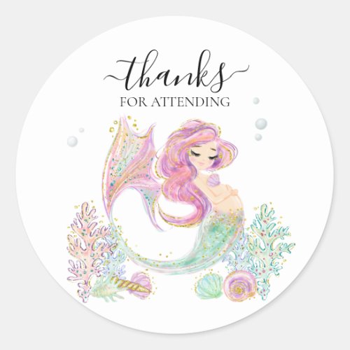 Thank you Baby shower Mermaid  Classic Round Sticker