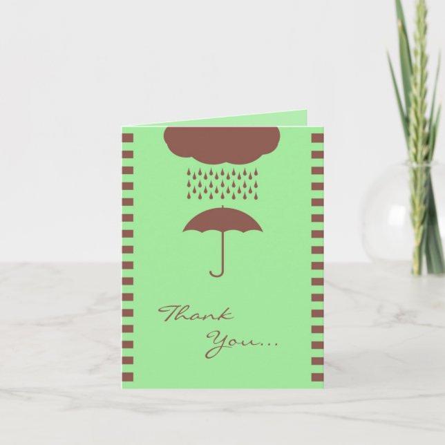 Thank You Baby Shower Neutral Umbrella Folded Card (Front)