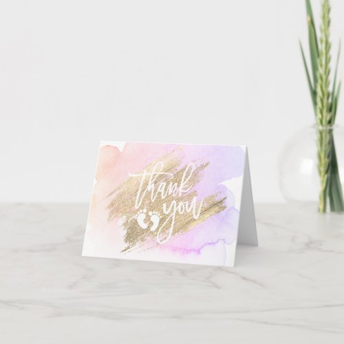 THANK YOU Baby Shower Purple Pink Gold Watercolor